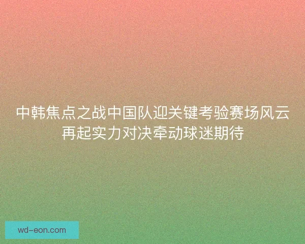 中韩焦点之战中国队迎关键考验赛场风云再起实力对决牵动球迷期待 中韩焦点之战中国队迎关键考验赛场风云再起实力对决牵动球迷期待